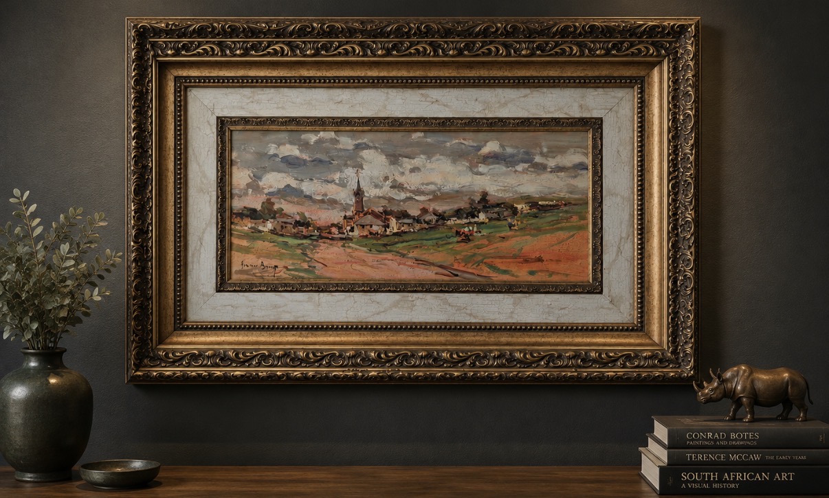 Village with Church by Adriaan Boshoff